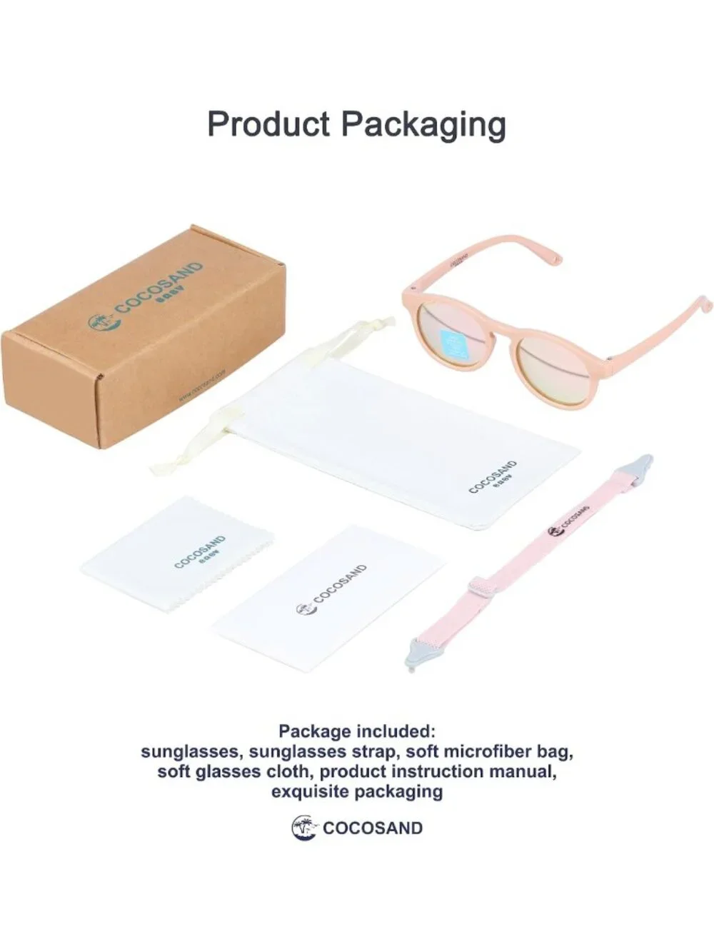 Polarized Baby Toddler Sunglasses with Strap - Flexible Round Frame for 0-6